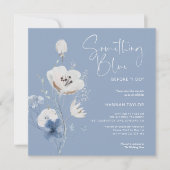 私が行う前に何か青いブライダルシャワー 招待状 (正面)