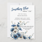 私が行う前に何か青いブライダルシャワー 招待状 (正面)
