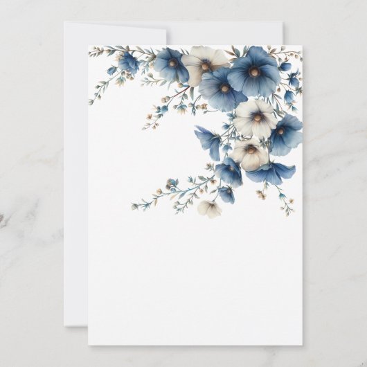 私が行う前に何か青いブライダルシャワー 招待状 (裏面)