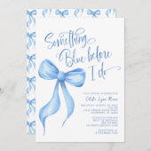 私が行う前に何か青いブライダルシャワー 招待状 (正面/裏面)