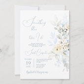 私が行う前に何か青いブライダルシャワー 招待状 (正面)