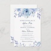 私が行う前に何か青いブライダルシャワー 招待状 (正面/裏面)