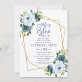 私が行う前に何か青いブライダルシャワー 招待状 (正面)