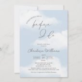 私が行う前に何か青いブライダルシャワー 招待状 (正面)