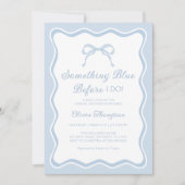 私が行う前に何か青いブライダルシャワー 招待状 (正面)