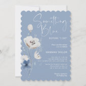 私が行う前に何か青いブライダルシャワー 招待状 (正面)