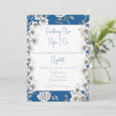 私が行う前に何か青いブライダルシャワー 招待状 (スタンド正面)