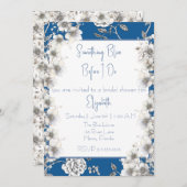 私が行う前に何か青いブライダルシャワー 招待状 (正面/裏面)