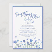 私が行う前に何か青いブライダルシャワー 招待状 (正面)