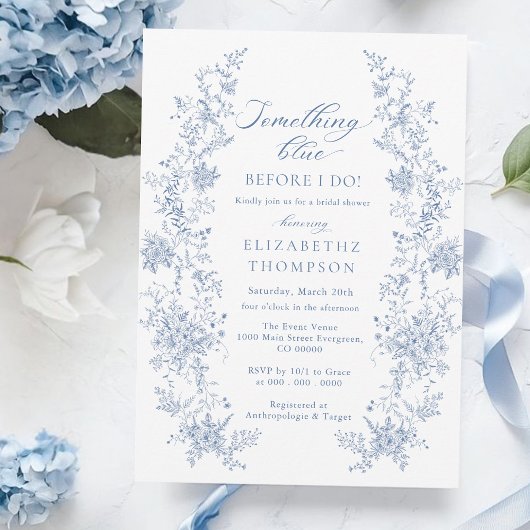 私が行う前に何か青いブライダルシャワー 招待状