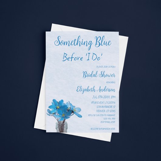 私が行う前に何か青いブライダルシャワー 招待状