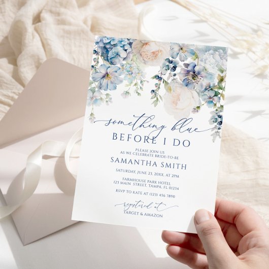 私が行う前に何か青いブライダルシャワー 招待状