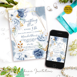 私が行う前に何か青いブライダルシャワー 招待状