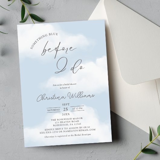 私が行う前に何か青いブライダルシャワー 招待状