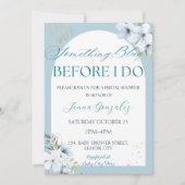 私が行う前に何か青いブライダルシャワー 招待状 (正面)