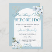 私が行う前に何か青いブライダルシャワー 招待状 (正面/裏面)