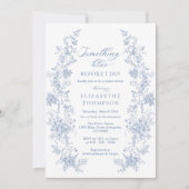 私が行う前に何か青いブライダルシャワー 招待状 (正面)