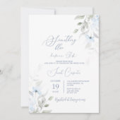 私が行う前に何か青いブライダルシャワー 招待状 (正面)