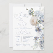 私が行う前に何か青いブライダルシャワー 招待状 (正面)