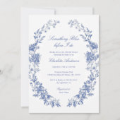 私が行う前に何か青いブライダルシャワー 招待状 (正面)