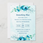 私が行う前に何か青いブライダルシャワー 招待状 (正面)