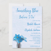 私が行う前に何か青いブライダルシャワー 招待状 (正面)