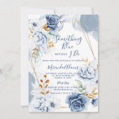 私が行う前に何か青いブライダルシャワー 招待状 (正面)