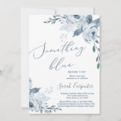 私が行う前に何か青いブライダルシャワー 招待状 (正面)