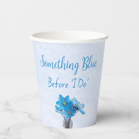 私が行う前に何か青いブライダルシャワー 紙コップ (正面)
