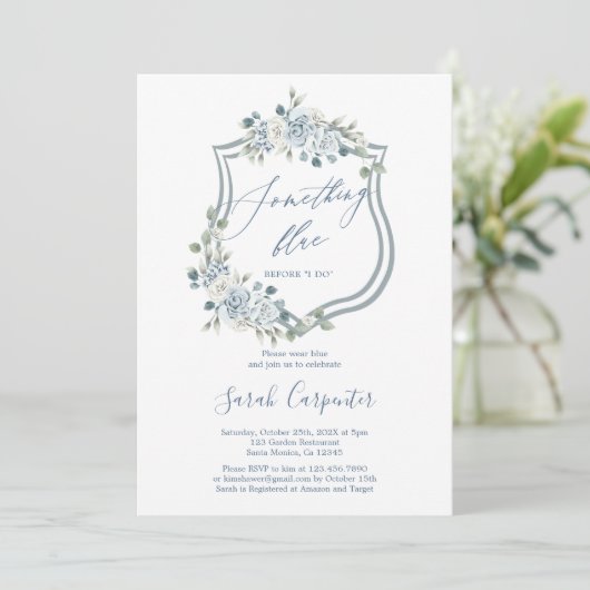 私が行う前に何か青いブライダルシャワーInvitati 招待状 (スタンド正面)