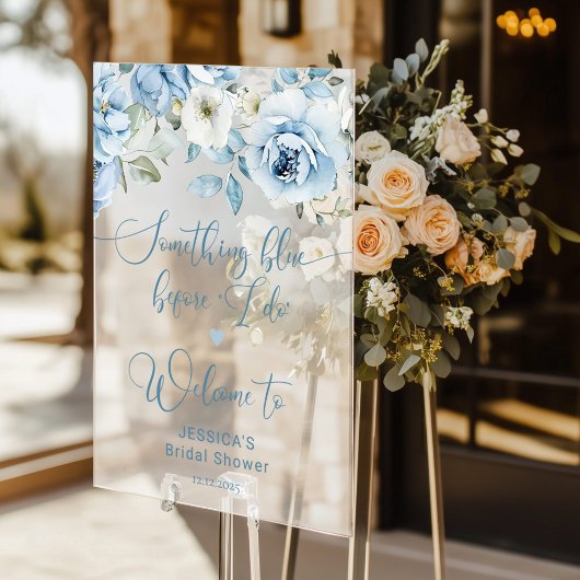 私が行う前に何か青いブライダル歓迎の曇り アクリルサイン