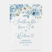 私が行う前に何か青いブライダル歓迎の曇り アクリルサイン (正面)