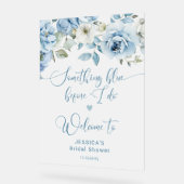 私が行う前に何か青いブライダル歓迎の曇り アクリルサイン (傾斜)