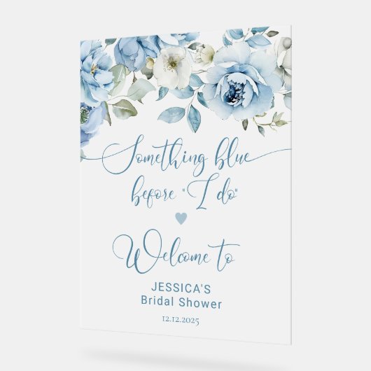 私が行う前に何か青いブライダル歓迎の曇り アクリルサイン (傾斜)