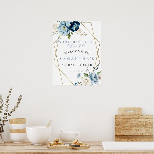 私が行う前に何か青いブライダル歓迎サイン ポスター (キッチン)