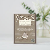 私が行う | BBQ |婚約古ファッションドいQRコード インビテーションポストカード (スタンド正面)