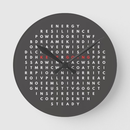 私が行く保言葉- Word Quest Circle ラウンド壁時計 (正面)