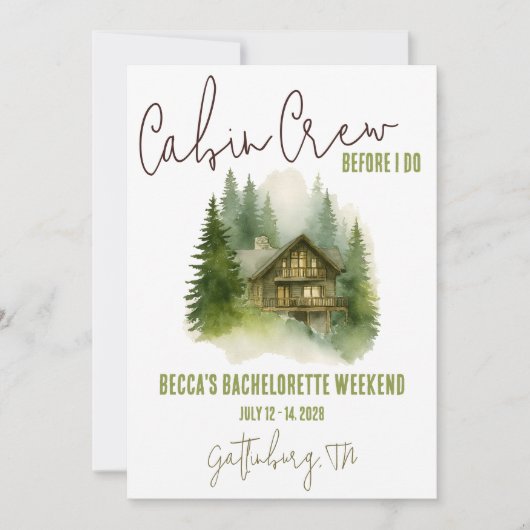 私が行く前にキャビン・クルー！週末のバチェロレッテ 招待状 (正面)