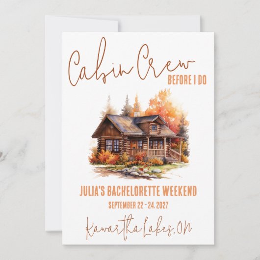 私が行く前にキャビン・クルー!週末のバチェロレッテ 招待状 (正面)