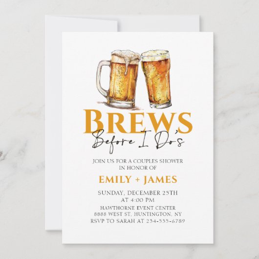 私が行く前にブレス!ビール結婚カップルのシャワー 招待状 (正面)