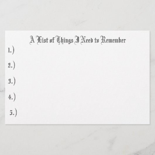 私が覚える必要がある1.)、2.事項のリスト)、… 便箋 (正面)