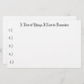 私が覚える必要がある1.)、2.事項のリスト)、… 便箋 (正面/裏面)