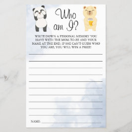 私が赤ちゃんシャワーゲームカードであるテディベア チラシ