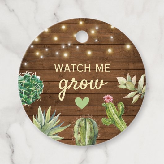 私が赤ちゃんシャワ素朴ーサボテンポットを成長する見る フェイバータグ (正面)