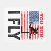 私が走飛ぶトラックとフィールドのハードル・ハードラー フリースブランケット (正面(横))