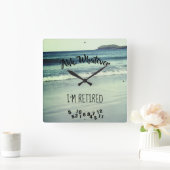 私が退職したな海のビーチおよび島であるものは何でも、Ahh スクエア壁時計 (ホーム)