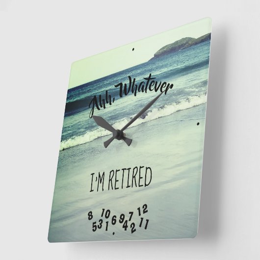 私が退職したな海のビーチおよび島であるものは何でも、Ahh スクエア壁時計 (傾斜)