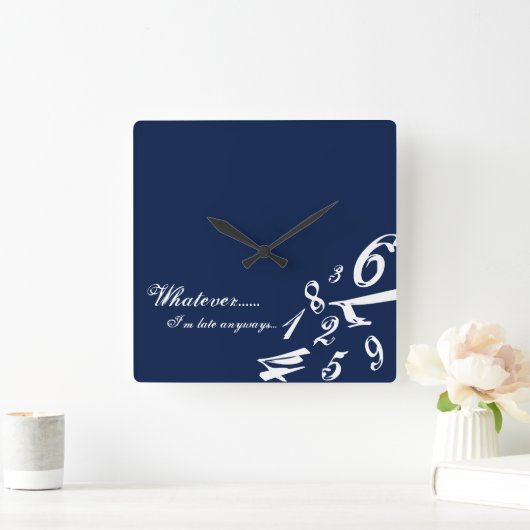 私が遅れても何時でも時計の時間数時間 スクエア壁時計 (ホーム)