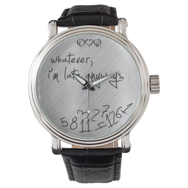 私が遅れようと – 銀モダンの黒 腕時計 (正面)