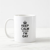 私が陽気であるので平静を保って下さい コーヒーマグカップ (左)